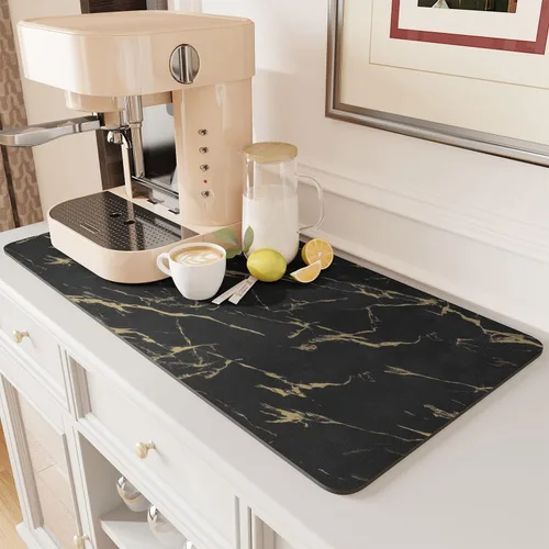 Vista 25 de AMOAMI Tapete de café absorbente con parte trasera de goma para secar platos para encimera de cocina, accesorios de bar para debajo de la cafetera