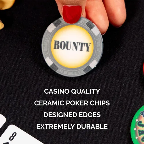 Vista 5 de Classic Bounty Chip Set de 10 fichas de torneo de póquer Texas Holdem