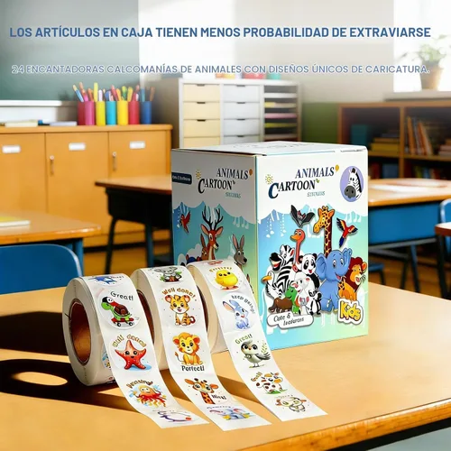 Vista 3 de Calcomanías de recompensa para profesores, 1500 calcomanías de animales, 3