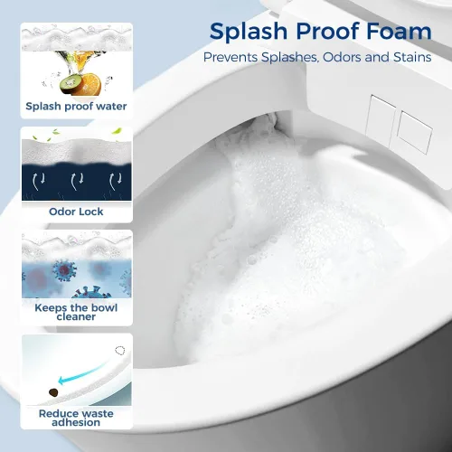Vista 3 de EPLO Inodoro inteligente, bidé de una pieza para baños, inodoro moderno alargado con agua caliente, doble descarga automática, operación con sensor