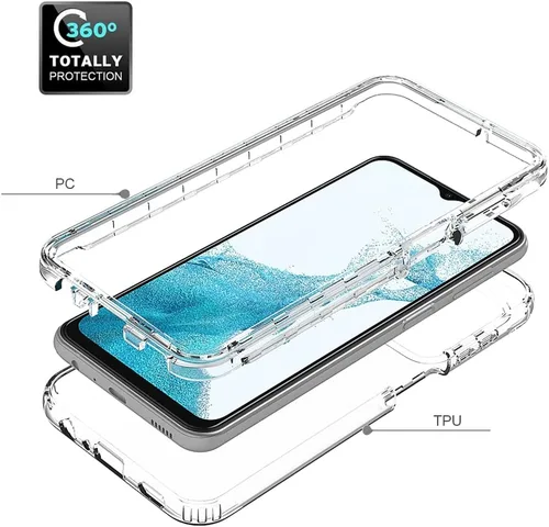 Vista 3 de Funda compatible con Galaxy A23, Samsung A23 SM-A235M con protector de pantalla de vidrio templado, cuerpo completo, a prueba de golpes