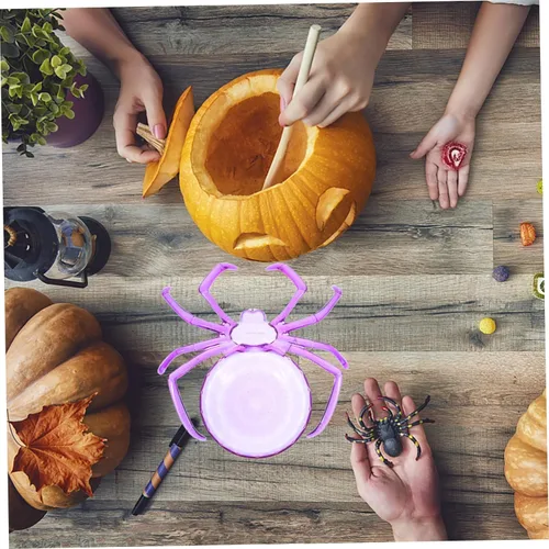 Vista 7 de Alipis Plato de araña, bandeja de servir en forma de araña de Halloween, plato de frutas de plástico, bandeja decorativa de postre para decoración