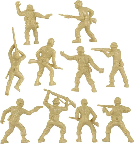 Vista 5 de BMC Classic Tan Plastic Army Men - 40 figuras de soldado de la Segunda Guerra Mundial - Fabricado en Estados Unidos Bronceado