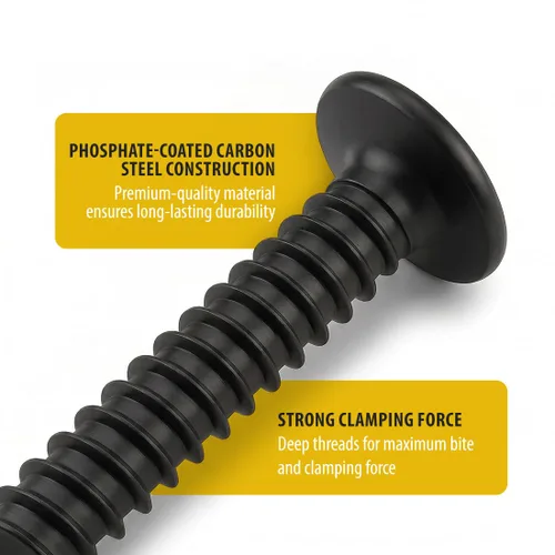 Vista 3 de BCP Fasteners #8 x 1/2", 100 Unidades Tornillos Phillips Pequeños Negros de Cabeza de Armadura Modificada, Punta Afilada de Rosca Profunda, Acero al