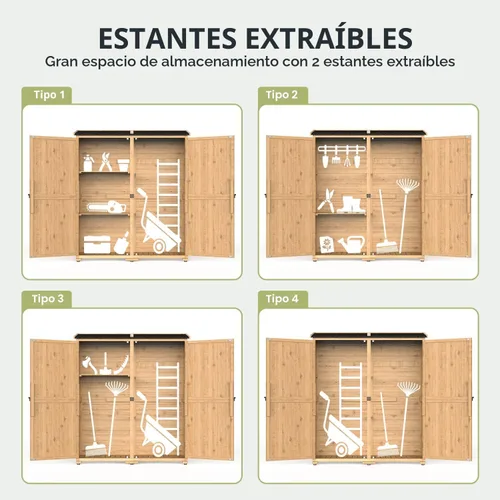 Vista 7 de Gizoon Gabinete al aire libre, techo impermeable, cobertizo de madera con Amarillo