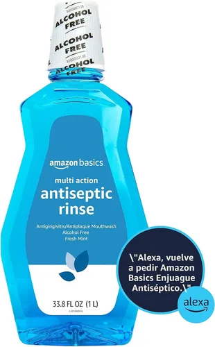Vista 3 de Amazon Basics Enjuague antiséptico multiacción, sin alcohol, menta fresca, 1 litro, 33.8 onzas líquidas, 1 paquete (anteriormente Solimo)