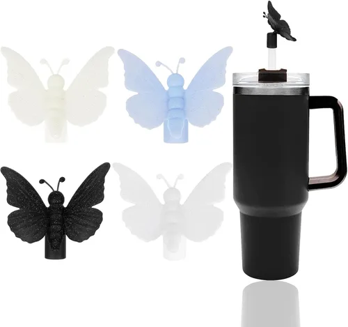 Vista 16 de 8 fundas de popote compatibles con vasos Stanley de 30 y 40 onzas, protectores de tapas reutilizables con puntas de silicona para vasos de 0.4