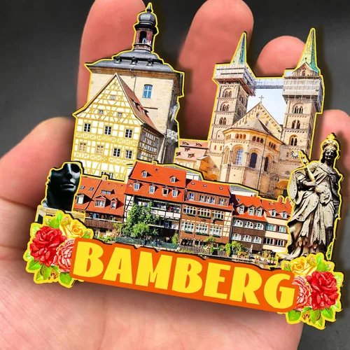 Vista 4 de Bamberg Alemania - Imán de madera 3D para nevera, recuerdos coleccionables, decoración hecha a mano