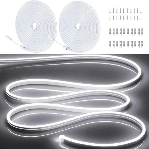 Vista 15 de Tiras de Luces LED de Neón Blancas de 12V - 16.4 Pies Flexibles Impermeables Cortables, Luces de Cuerda de Neón de Silicona Flexible para Cocina