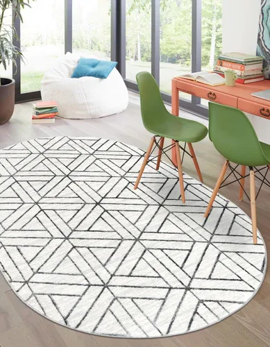 Vista 27 de Unique Loom Matrix Trellis Collection - Alfombra de área, diseño (2 pies x 6 pies 1 pulgada, color azul/marfil)