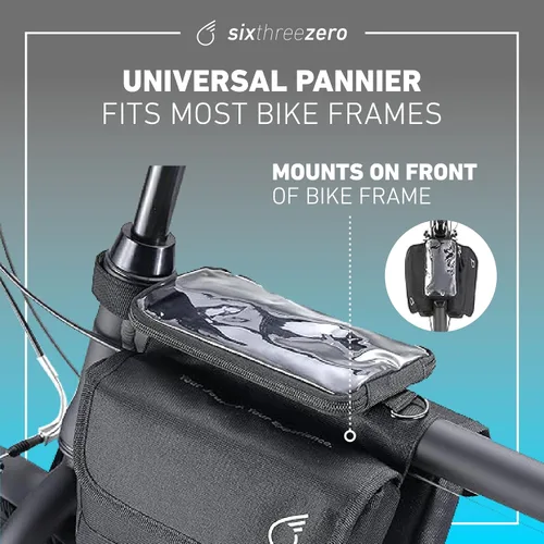 Vista 6 de sixthreezero Bolsa de bicicleta de montaje en marco, bolsa universal impermeable para bicicleta, bolsas de almacenamiento de carga de doble cara