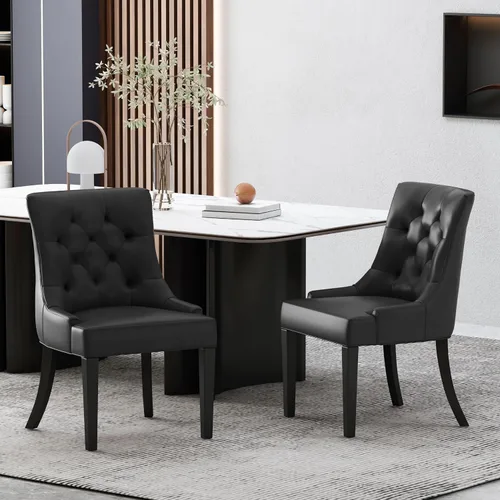 Vista 5 de Juego de 2 sillas de comedor modernas tapizadas de tela con patas cónicas para comedor, cocina, restaurante, escritorio y juegos de mesa y sillas