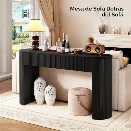 Vista 8 de ComfyCorner Mesa consola de 55 pulgadas con almacenamiento, mesa de entrada Negro