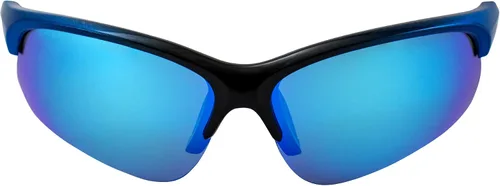 Vista 2 de MAXX Domain Sport Golf Gafas de sol negras y azules con lente de espejo azul polarizado, Negro