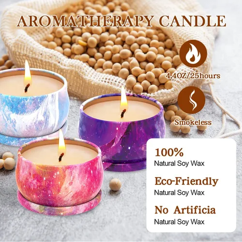 Vista 3 de Paquete de 3 velas decorativas pequeñas perfumadas, aroma fuerte de bergamota y vainilla y bayas negras de San Diego, velas de soja, no tóxicas