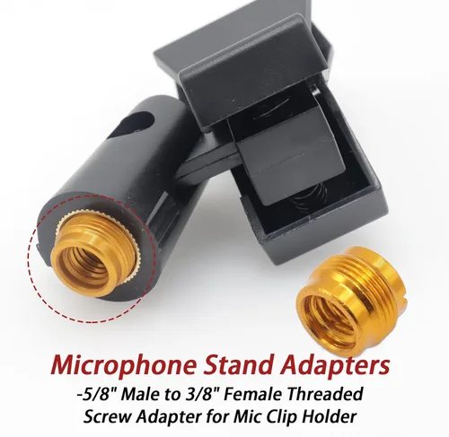 Vista 4 de CashBeat Paquete de 3 adaptadores de soporte de micrófono, adaptador de tornillo roscado macho de 5/8 pulgadas a hembra de 3/8 pulgadas para soporte