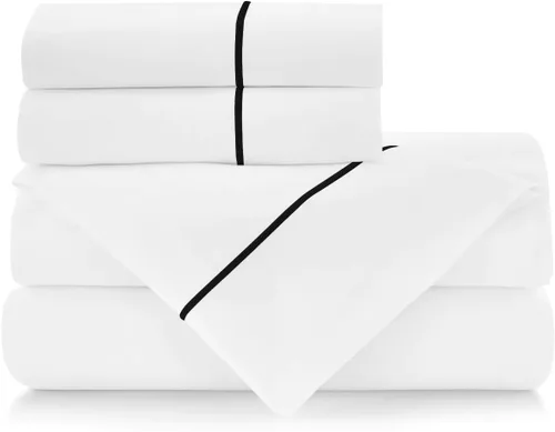 Vista 2 de BEDLAM Juego de funda de edredón tamaño matrimonial/queen: 3 piezas, 100% algodón, incluye una funda de edredón de satén blanco diseñada con un
