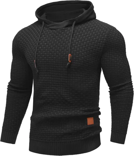 Vista 27 de COOFANDY Sudadera con capucha para hombre, casual, de manga larga, con cordón, de punto gofre, ajustada