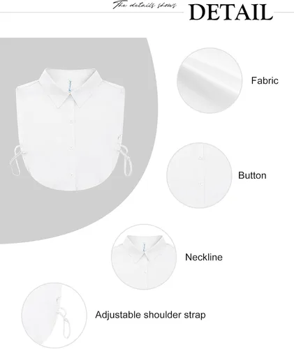 Vista 2 de Jouica Blusa de cuello falso desmontable con cuello Dickey para mujer