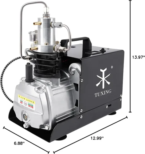 Vista 10 de TUXING Bomba de compresor de aire de alta presión de 4500 psi, control ajustable con parada automática de 110 V 30 Mpa, bomba de aire eléctrica