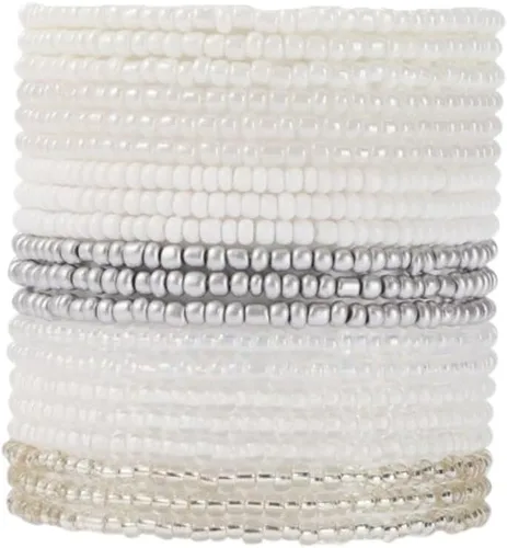 Vista 11 de Fuqimanman2020 18 piezas de pulseras apilables con cuentas estilo boho para mujer, conjunto de tobilleras de cuentas de arroz multicapas coloridas