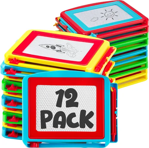 Vista 9 de Bedwina Pizarra magnética de dibujo para niños (paquete de 6) Tableta de dibujo borrable y bloc de dibujo de viaje para niños y niñas, regalos