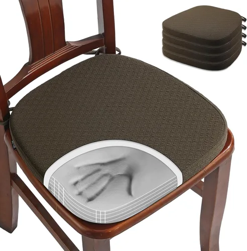 Vista 23 de BUYUE Cojín de Lujo de Espuma Viscoelástica 100% Pura para Silla 1 Paquete, Jacquard 16" Forma de U Cómodo Cojín para Silla de Comedor, Cojín