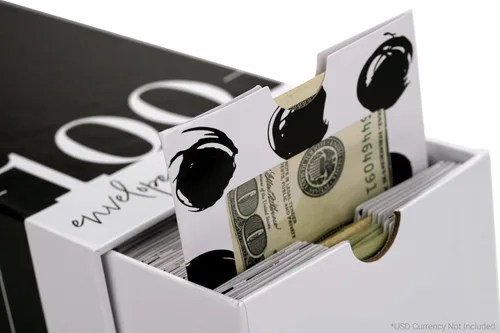 Vista 3 de Kit de Desafío de Ahorro de Dinero con 100 Sobres de $5,050 108 Sobres de Relleno de Efectivo de Cartón Premium con Ventana Transparente