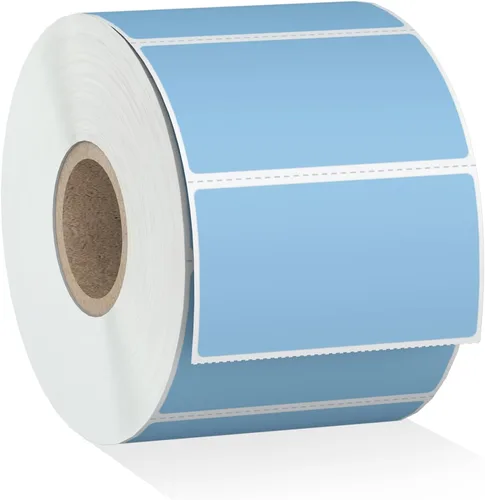 Vista 17 de Misofuki 2 pulgadas, 750 etiquetas adhesivas térmicas directas circulares azules compatibles con cebra, rollo, MUNBYN, etiquetas térmicas directas