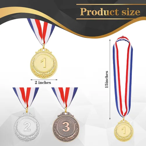 Vista 3 de Sasylvia 240 piezas de medallas de metal para niños y adultos, medalla de plata de oro a granel, 1, 2, 3 medallas ganadoras de premios