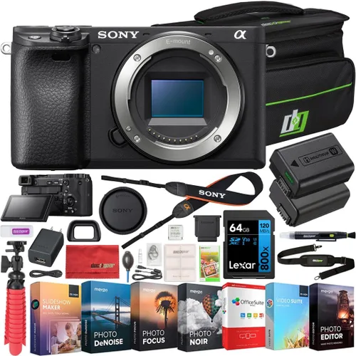 Vista 13 de Sony a6400 - Paquete de cámara sin espejo con lente de 16-50 mm, tarjeta de memoria de 64 GB, suite de edición de fotos y videos, bolsa para cámara