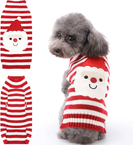 Vista 14 de Suéter de Navidad para perro, lindo suéter de punto para perro de la paz y gato, traje de Navidad feo para vacaciones, disfraz suave para otoño e
