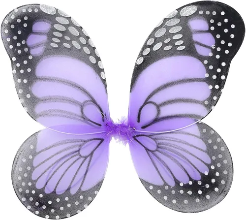 Vista 6 de FEESHOW Disfraz de princesa de hada de mariposa, alas de tutú y varita para niñas pequeñas, disfraz de Halloween