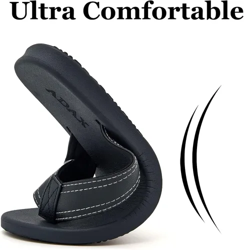 Vista 5 de ADAX Sandalias de cuero cómodas para hombre, antideslizantes, con cojín deportivo para playa, sandalias de tanga