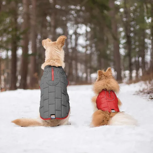 Vista 6 de Kurgo Loft Chaqueta para Perro - Abrigo Acogedor Reversible para Aventuras al Aire Libre - Resistente al Agua - Ajuste Atlético - Tela Lavable a