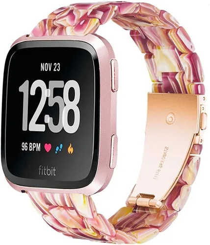 Vista 5 de Correa de repuesto para reloj inteligente Fitbit Versa/Versa 2/Edición especial/Lite, pulseras de resina de moda para mujeres y hombres, pulsera