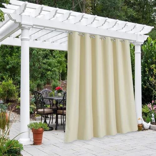 Vista 78 de NICETOWN Cortina para Exteriores para Patio Impermeable de 84 Pulgadas de Ancho, Aislamiento Térmico con Ojales Antioxidantes Bloqueo UV Cortina