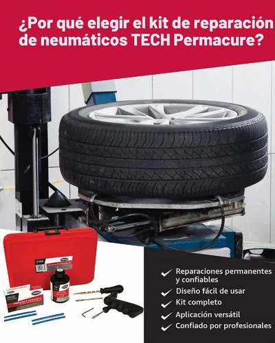 Vista 6 de TECH Permacure - Kit de tapones para neumáticos de pasajeros, el kit de reparación de neumáticos planos ideal para automóviles de pasajeros