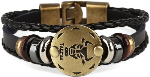 Vista 38 de Hamoery Pulsera de cuero de aleación punk para Constellation trenzada pulsera pulsera brazalete