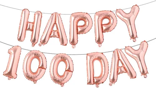 Vista 8 de Juego de globos de papel de aluminio con letras del alfabeto, pancarta de feliz 100 días, suministros de decoración para fiesta de cumpleaños (rojo)
