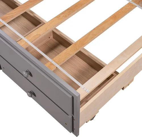 Vista 6 de Cama doble capitán con nido y cajones para niños, adolescentes y adultos, gris