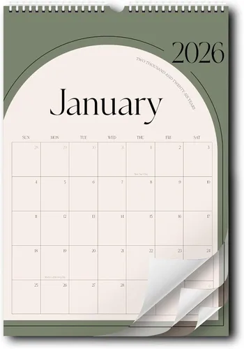 Vista 9 de Calendario de pared estético 2026, calendario mensual de 12 meses con 12 colores desde enero de 2026 hasta diciembre de 2026, 14 x 11 pulgadas