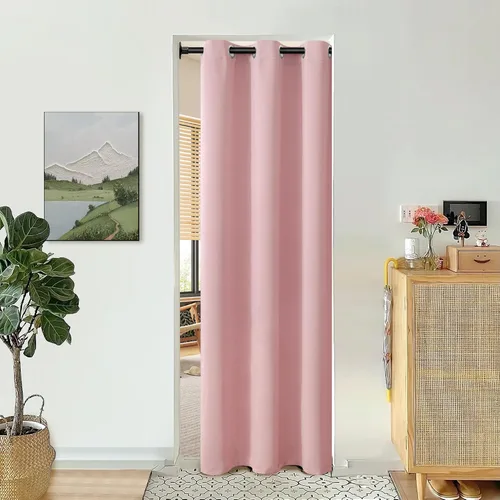 Vista 73 de BGment Cortina Oscurecedora para Puerta Corredera, Cortina Divisoria Opaca Ancha para Sala de Estar de 84 Pulgadas de Largo, Cortina Térmica de Rosa