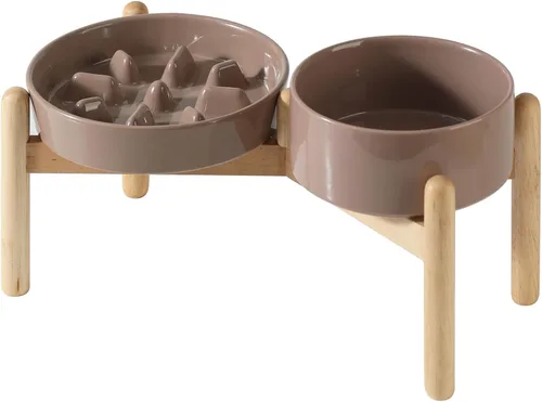 Vista 37 de Havniva Cuencos elevados para perros de alimentación lenta, 6.1 pulgadas 1 x café marrón - C