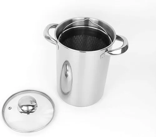 Vista 5 de Olla de espárragos de acero inoxidable con vaporera y tapa con cesta y tapa para pasta 16 cm 4L