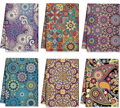 Vista 31 de Redbaker Juego de 6 toallas de cocina en blanco y negro con línea de arte abstracto, paños de cocina florales, paños de cocina modernos de mediados