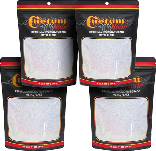 Vista 25 de Custom Shop - Purpurina metálica para pintura automotriz, oro brillante, 4 oz, micro escamas de metal de 0.004" para pintura de automóviles, aditivo
