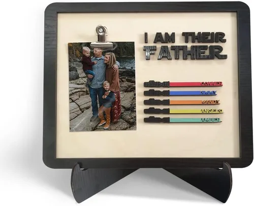 Vista 6 de Letrero personalizado con texto en inglés "I Am Their Father" para el Día del Padre, regalos para papá, marco de fotos personalizado, nombres