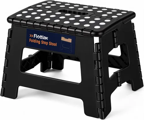 Vista 23 de Flottian Taburete plegable de 13 pulgadas para adultos y niños con capacidad para hasta 300 libras, taburetes plegables antideslizantes con asa