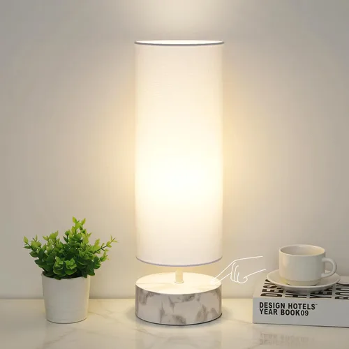Vista 11 de Lámpara táctil de noche, lámpara de mesa de control táctil de 3 vías Sombra gris con base plateada